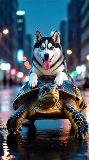 Turtle saves a Husky in a Rainy Night! #shorts | Huskies Journey