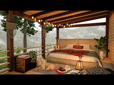 Rainfall on Cozy Cabin Porch | 8 hours Summer Outdoor Rain Sounds for Relaxation & Sleep