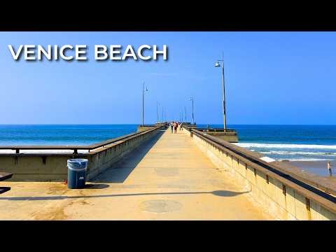 Relaxing Venice Beach Walk 🇺🇸 Pier to Skate Park Loop | Oceanfront 4K