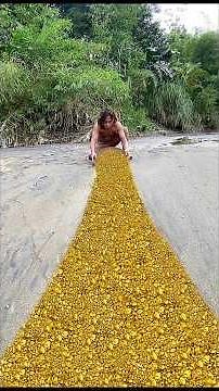 This man managed to find gold metal in a fast flowing river.😱😱😱 #golddiscovery #findgold