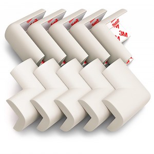 12-Pack Corner Protectors Baby Proof, Furniture Corner and Edge Safety Bumpers, Soft Rubber Foam Cushion Covers, 3M Taped Corner Guards, Baby Child Proofing Pads, Table Corner Protectors, Ivory