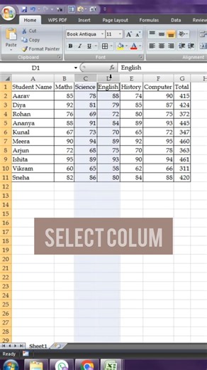Add column short cut trick in excel