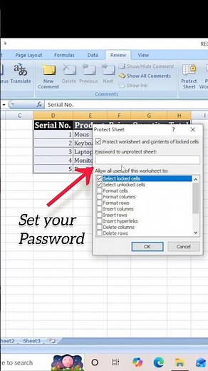How to Add Password in Excel Worksheet | Excel Tips #Shorts ⭐