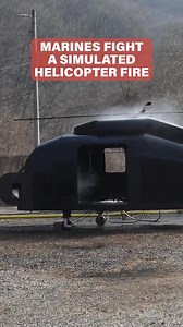 Watch Marine Corps 'Firebirds' fight a blazing simulated helicopter fire #marines #marinecorps #fire #firefighting #helicopter #training #military #defense #troops #veterans | Marine Corps Times