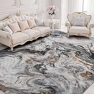 8x10 Area Rugs for Living Room, Modern Abstract Rug for Bedroom, Contemporary Machine Washable Rug, Large Stain Resistant Carpet for Dining Room Playroom Home Office, Pet & Kids Friendly