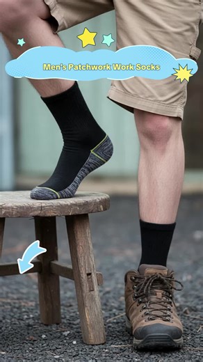 Men's Patchwork Crew Socks, Work Socks, 18 Pairs Durable Comfort Design, Ideal for Industrial Use, Soft Knit Mid-Calf Socks