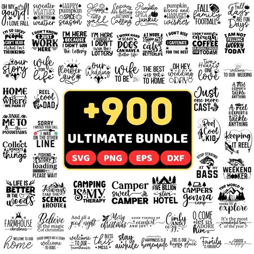 900+ SVG Mega Bundle for Cricut & Silhouette, Png Eps Dxf, Commercial Use Designs - Etsy