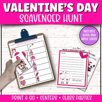 Valentine’s Day Scavenger Hunt | Print & Play Literacy Activity | K–2