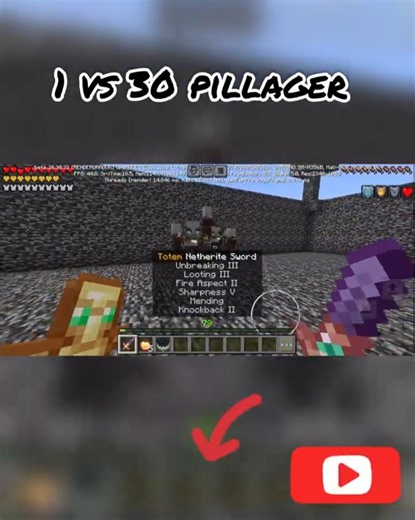 1 vs 30 pillager #gamer #minecraft #likeTry this Creative videography 👀📱 #shorts #videography #ideas