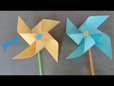Cách làm Chong Chóng bằng giấy đơn giản nhất/paper pinwheel.
