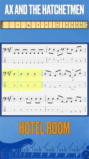 Ax and the Hatchetmen - Hotel Room (chorus) #bass #basstab #tabshorts #sheetmusic #hotelroom