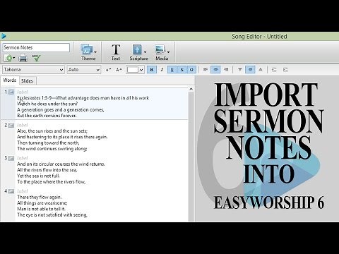 Importing Songs/Notes in the New EasyWorship 6