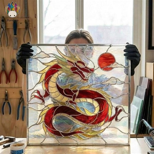 PUN755 Dragon Stained Glass Pattern, Asian Dragon Suncatcher Design, Fantasy Window Panel Digital Download - Etsy Australia