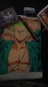 Roronoa Zoro Drawing 🗡️🔥 | Easy Anime Sketch with Colour Pencil 🎨 | One Piece Art #shorts