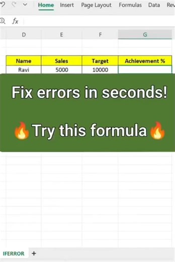 Clean Your Excel Errors Like a Pro 💯 IFERROR Formula