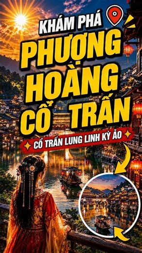 Nhà Sàn Gỗ + Đèn Lồng + Thuyền Sông | Phượng Hoàng Hồ Nam