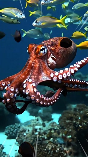 This Red Octopus Appeared Out of Nowhere… What It Did Next Left the Ocean Silent#octupus #oceanlife