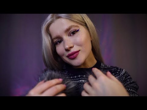 ASMR cozy evening on your girlfriend's lap 🥰 3Dio ears & brain massage, fluffy windshield rubbing