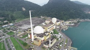 Aerial view of Angra dos Reis nuclear power plant - Angra dos Reis, Rio de janeiro, Brazil