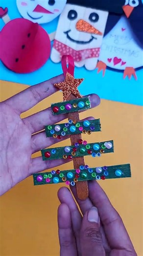 Making diy ice cream stick christmas tree #diy #icecreamstickcraftideas #shorts