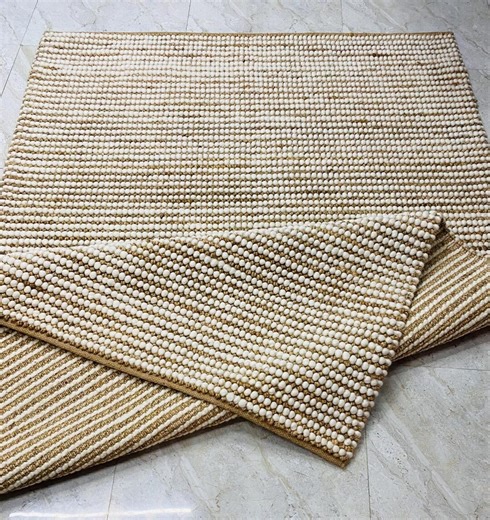 Handwoven Wool Jute Dhurrie Rug, Chunky Textured Flatweave, Eco-friendly Neutral Gray Cream Area Rug for Modern Living Room Home Decor - Etsy Canada