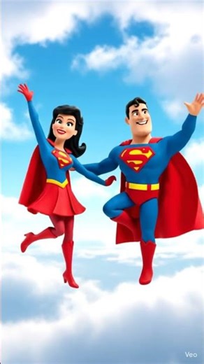 Superman and superwoman dance in sky #shorts #superman cartoon