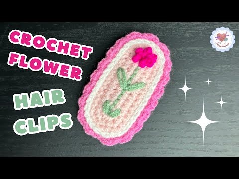 How to Crochet Cute Flower Hair Clips / Crochet Hair Pins Valentines