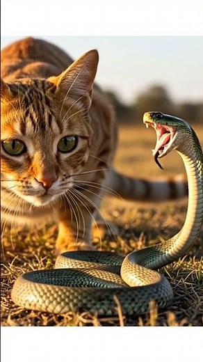“Unbelievable Cat vs Snake Moment in 4K Ultra Realistic Video” #animalencounters #cat #snake