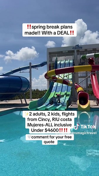 Still trying to figure out Spring Break plans? ☀️✈️ I’ve got family-friendly all-inclusive options that make travel EASY — meals, snacks, drinks, waterparks, beaches, kids clubs… all rolled into one stress-free package. Comment FAMILY and I’ll send you options that fit your dates   budget! 🌴💛#familyvacation #allinclusive #traveltiktok #traveltuesday