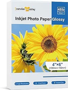 120 Sheets Glossy Photo Paper 4X6 Inches 48lb Professional Glossy Photographic Paper for Inkjet Printers Use DYE INK 180GSM