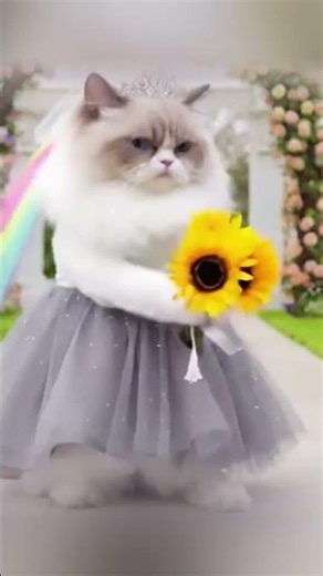 The Moody Grey Bride Kitty Stomp with a Giant Sunflower 🌻