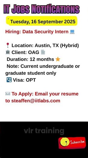 Data Security Intern Job in Austin, TX Sept 16, 2025