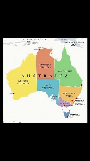 Australia's six states and two territories with major capital cities illustrated geographically 🌏✨️