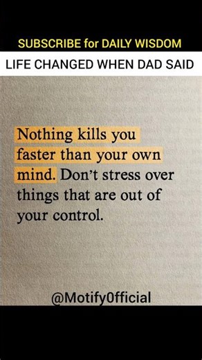 Nothings Kills You Faster Than Your Own Mind.