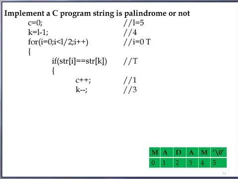 String in C language Given String is palindrom without libary function Part 35