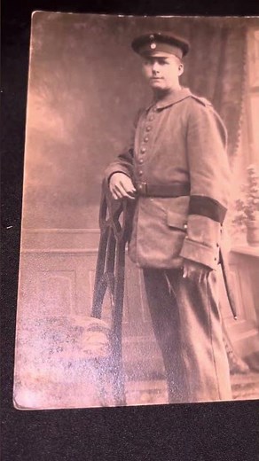 Young German soldier in a slightly baggy uniform studio photo WW1