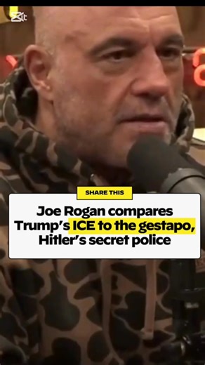 🚨 Joe Rogan Sparks Controversy Over ICE Comparison Popular podcast host Joe Rogan has ignited a major debate after comparing U.S. Immigration and Customs Enforcement (ICE) to the Gestapo, Nazi Germany’s secret police under Adolf Hitler. The comment has divided public opinion: • Supporters say it highlights fears about government power • Critics argue the comparison is extreme and historically inaccurate The statement comes amid growing tension around: 🔹 Immigration enforcement 🔹 Deportations 