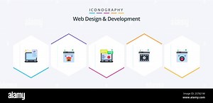 Web Design And Development 25 Flat icon pack including design. video. browser. player Stock Vector Image & Art - Alamy