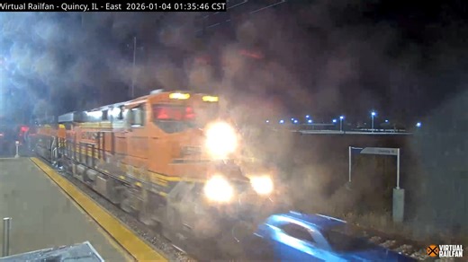 Watch this live train camera here: https://www.youtube.com/watch?v=a__yfG4PnxY A Quincy man was cited for driving under the influence after his vehicle was struck by a Burlington Northern Santa Fe freight train early Sunday morning. Quincy Police say a 27-year-old man was driving west on Wisman Lane shortly before 1:30 a.m. when he made a wide left turn and accidentally drove onto the railroad tracks. The vehicle became lodged on the tracks roughly 180 feet southwest of the intersection of 30th 