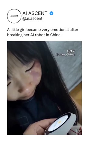 Everything about Artificial Intelligence on Instagram: "A young Chinese girl recently went viral after she broke down in tears when her AI learning robot — powered by DeepSeek’s conversational model — suddenly stopped working. 💔 For her, this little round robot wasn’t just a study tool. It was a friend — helping her learn languages, solve math problems, and talk about her day like a real companion. Called DeepSeek Girl, the robot was designed to make learning more personal using bio-adaptive vo