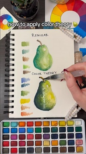 How to elevate art with color theory 🍐 | easy tutorial #watercolor #colortheory #arttutorial #art