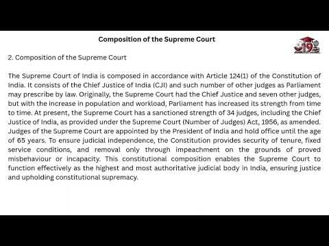 Composition, Important Constitutional Articles Related to the Supreme Court