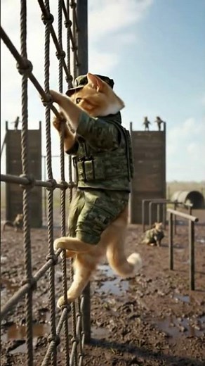 Military Cat in Training 🪖😼 | Epic Cat Army Short #militarycat #catshorts #epiccat