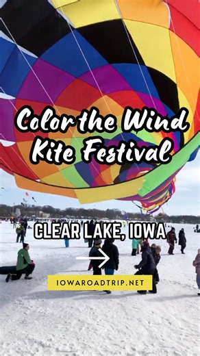 💥 Iowa’s Biggest Winter Kite Festival Is a Sky Full of Color! 🪁 If you think winter in Iowa means hibernating indoors, think again. Each February, Clear Lake turns into something magical — the Color the Wind Kite Festival, the largest winter kite festival in the Midwest. Picture this: massive inflatables, whimsical shapes, and brilliant bursts of color dancing above the frozen lake, all flown by passionate kite enthusiasts from across the country. It’s a spectacle that turns a cold winter day 