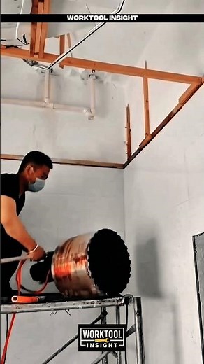 Wall Coring Worktool for Overhead Pipe Installation