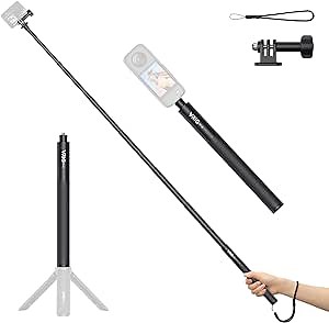 VRIG TP-13 52inch Invisible Selfie Stick for Insta360 X5, with 1/4" Scerw Extended Monopod Pole for DJI Action 5Pro/4/3, Insta360 X5 X4 X3,Ace Pro,GO 3/X3/ONE RS,ONE X2/ONE X/GO 2/ONE R/ONE