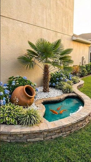 mall Backyard Koi Pond Garden Design | Beautiful Landscaping Idea 🌿🐟