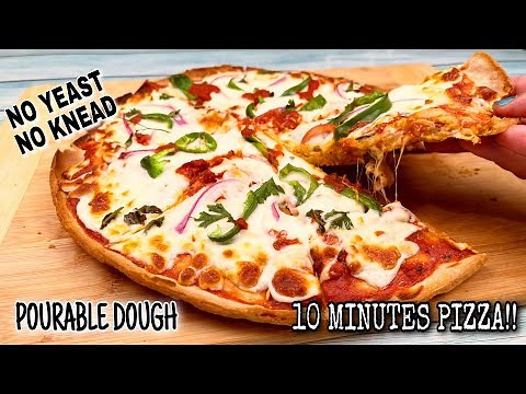 How to make POURABLE [LIQUID DOUGH] Pizza | NO YEAST, NO KNEAD Pizza