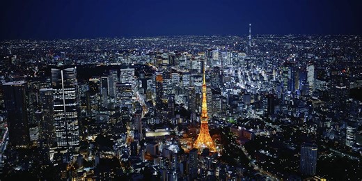 Tokyo at night seen from above in a stunning 8K video