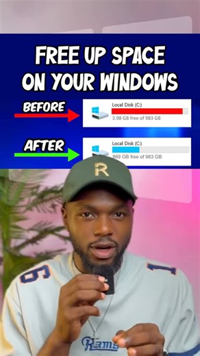 Design King | UI Designer on Instagram: "Free Up Space & Fix Memory Issues in 30 Seconds If your PC is running slow or you’re facing a memory problem on your computer, this quick Windows PC tip will help you free up space on PC instantly using a simple CMD command. Learn how to clear PC storage fast, delete temp files, and increase PC performance without installing any software. This easy disk cleanup CMD trick works for Windows 10 and Windows 11 users looking for a computer storage full solutio